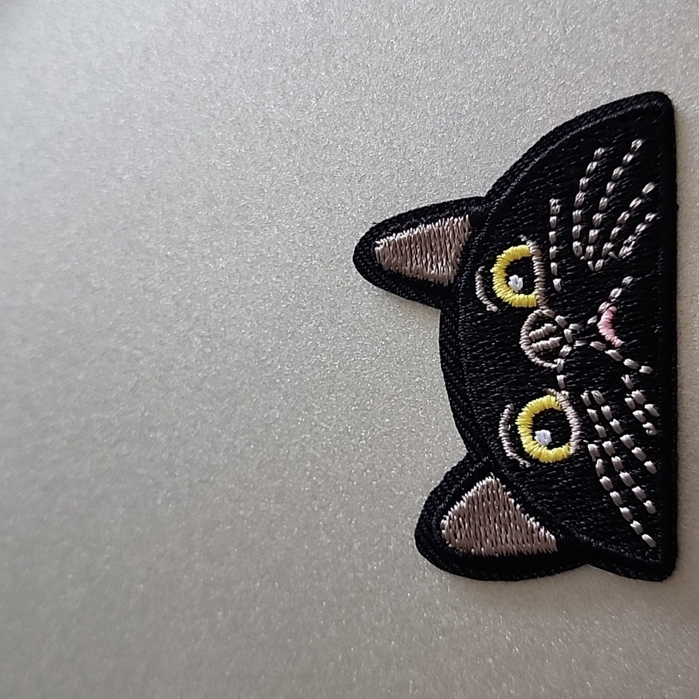 Peekaboo Black Cat  Iron on Patch